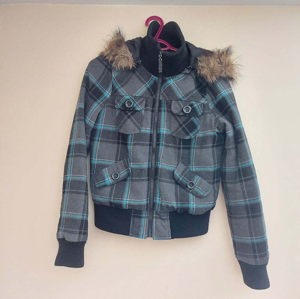 Garage plaid bomber winter jacket size M